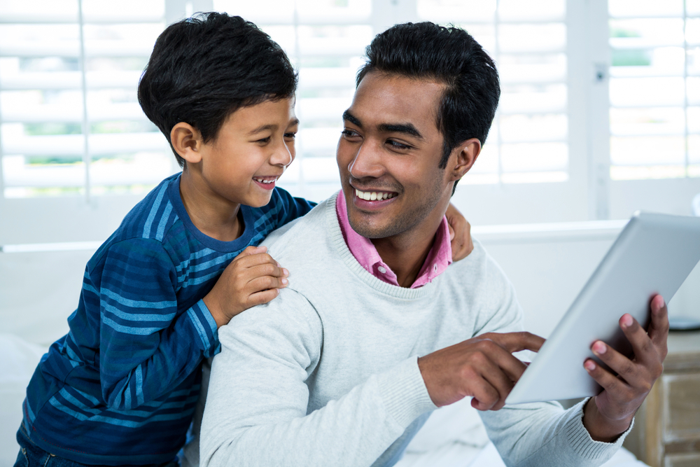 Father showing to son